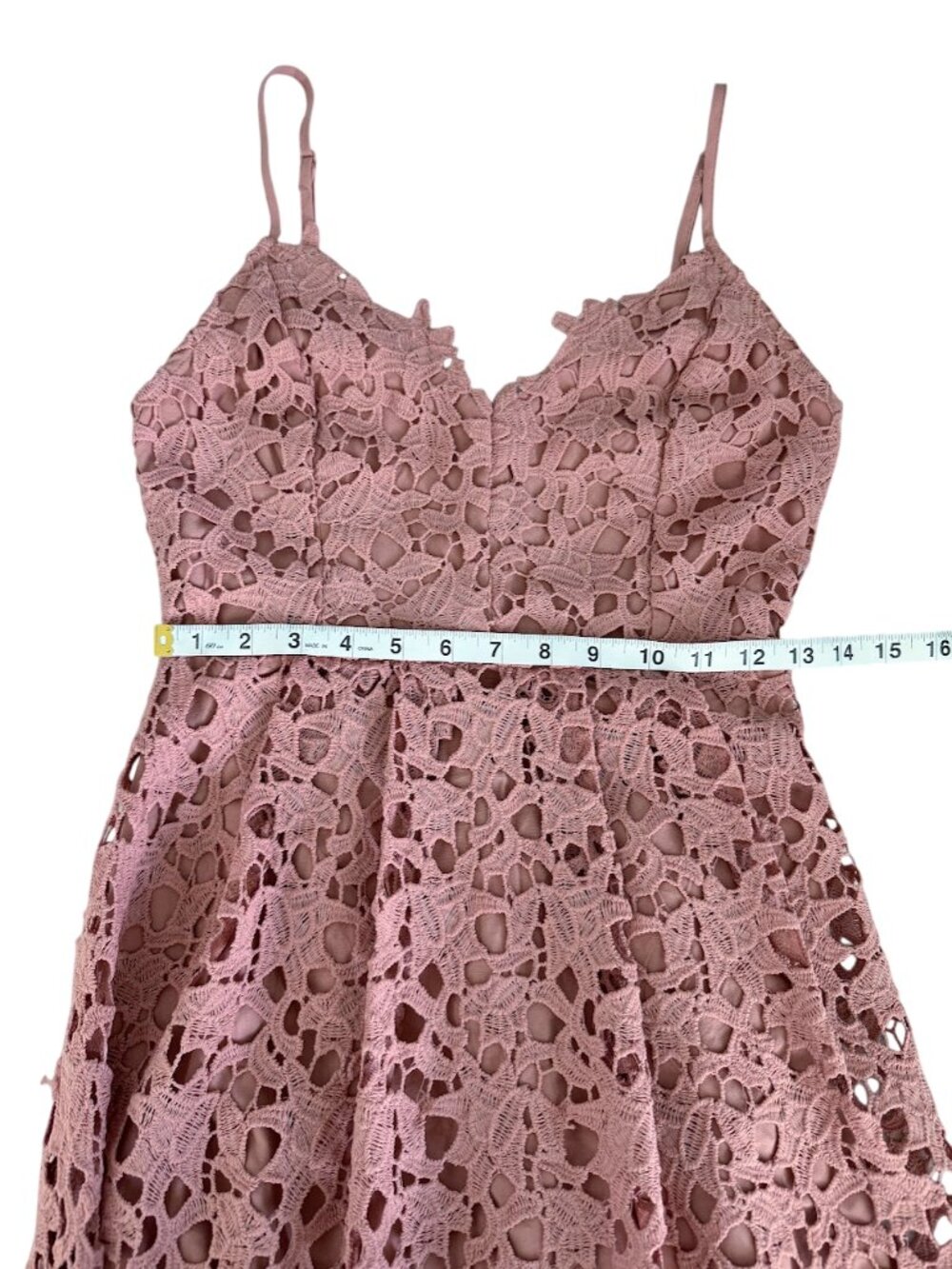ASTR the Label Lace Midi Dress Pink Spaghetti Strap Fit Flare Boho Size S - Picture 8 of 12